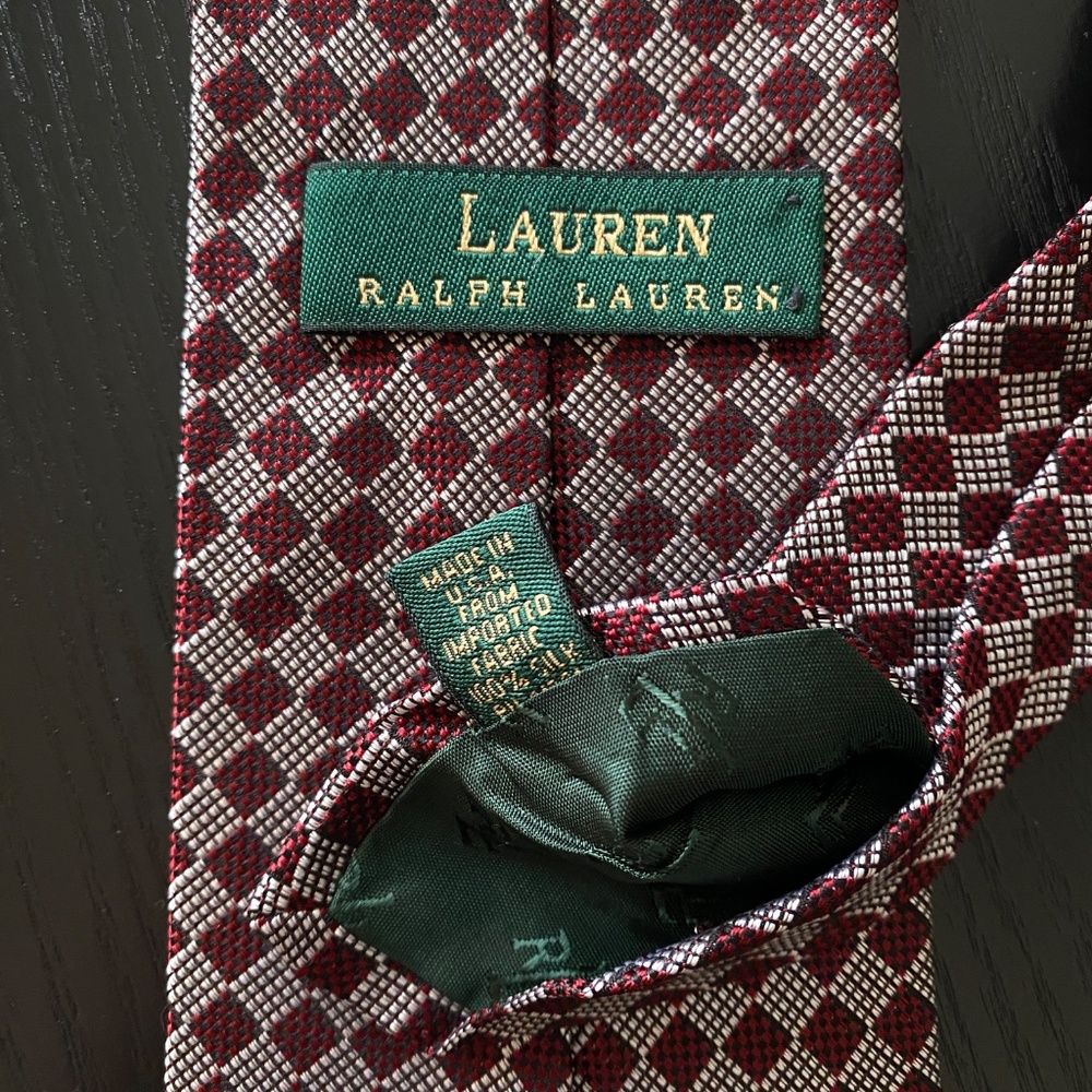 Lauren Ralph Lauren Men's 100% Silk Red, White, And Black Tie - Picture 3 of 3